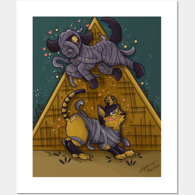 Ankha and Lucky Background Wall Art by One Kidney Artist